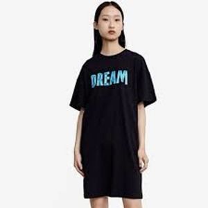 EUC Urban Revivo Dream Graphic T-Shirt Dress in Black, Women's Medium